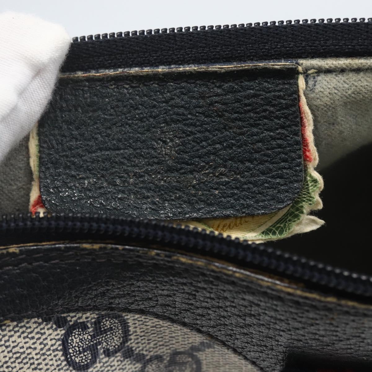 GUCCI GG Supreme Sherry Line Bag PVC Navy Gold Red 89 02 018 Auth 163335