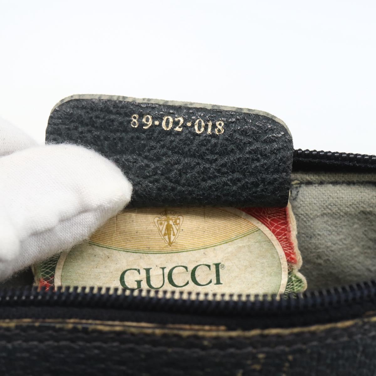 GUCCI GG Supreme Sherry Line Bag PVC Navy Gold Red 89 02 018 Auth 163335