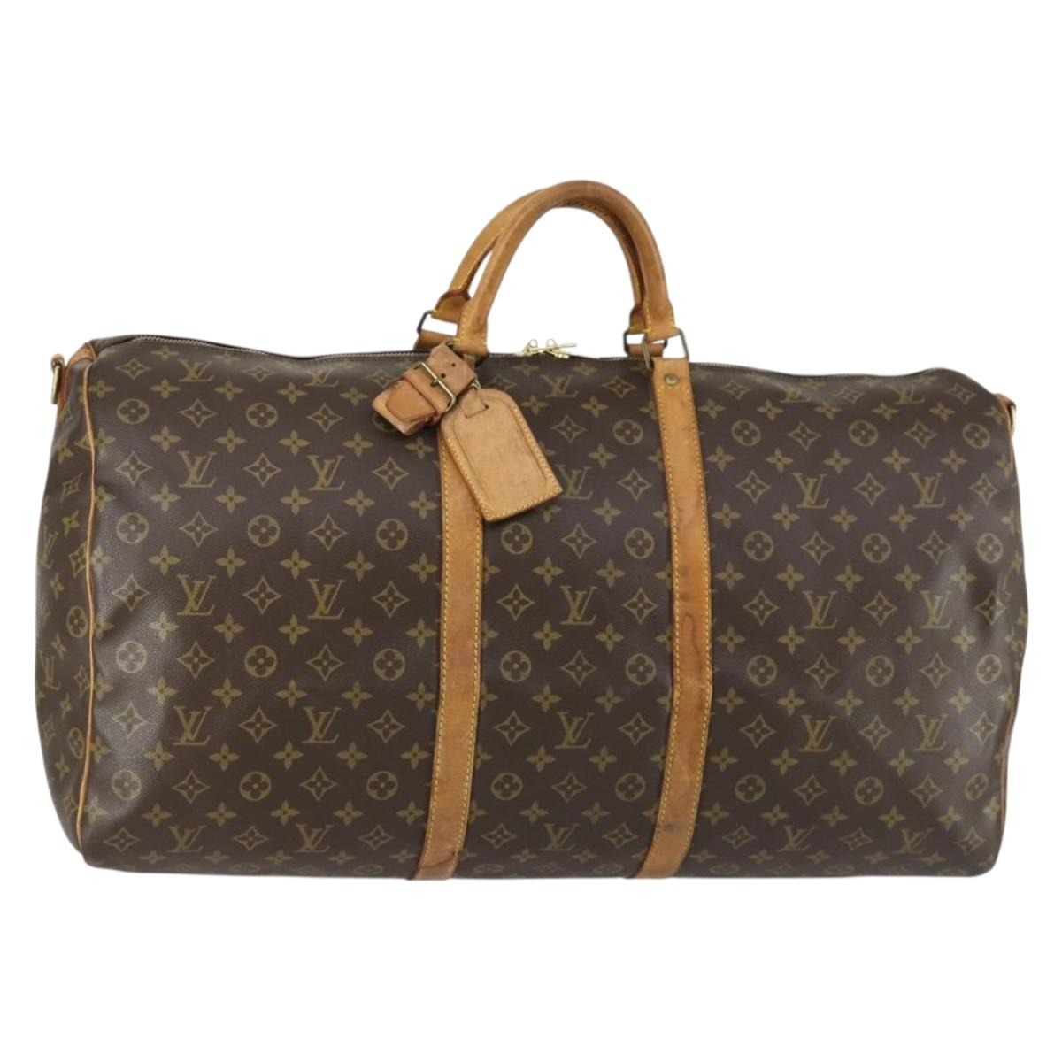LOUIS VUITTON Monogram Keepall Bandouliere 60 Boston Bag M41412 LV Auth 163338