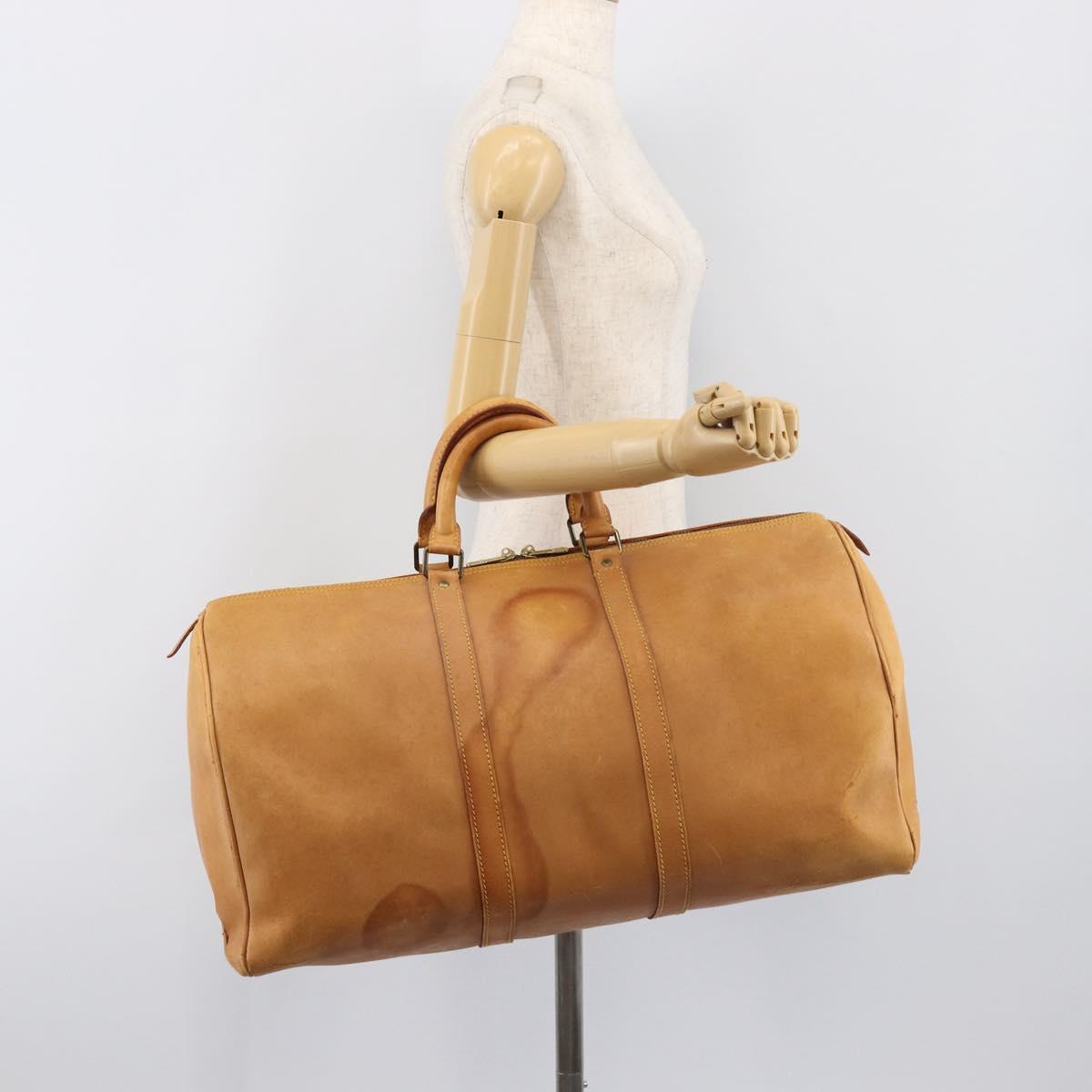LOUIS VUITTON Nomad Keepall 55 Boston Bag Beige LV Auth 163339