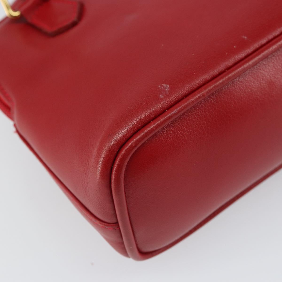 GUCCI Bamboo Hand Bag Leather 2way Red Gold 007 1014 0231 0 Auth 163343
