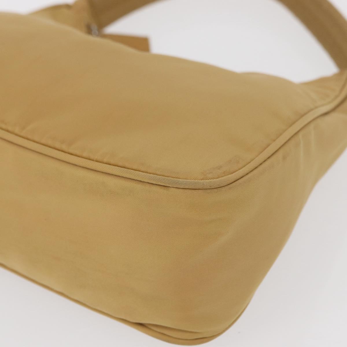 PRADA Hand Bag Nylon Beige Auth 163348