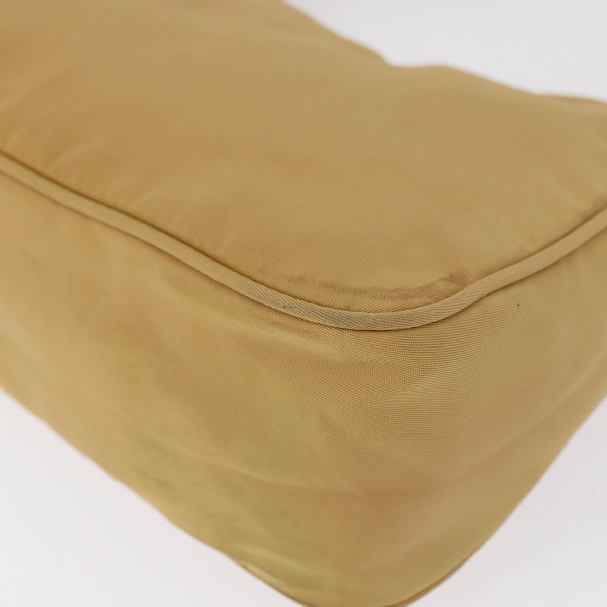 PRADA Hand Bag Nylon Beige Auth 163348