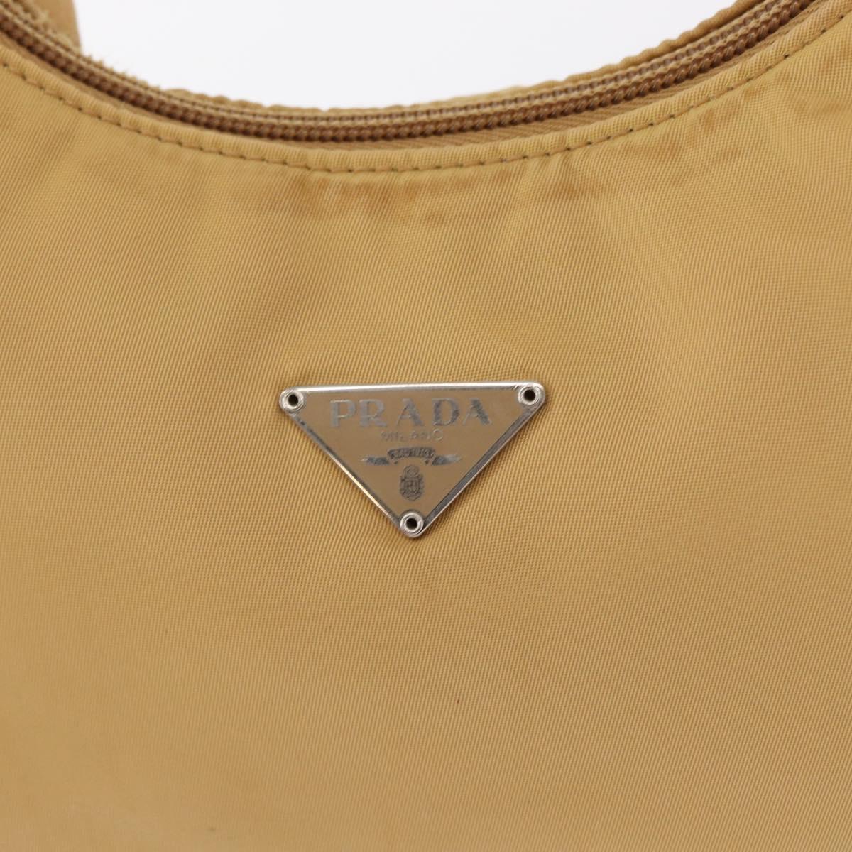 PRADA Hand Bag Nylon Beige Auth 163348