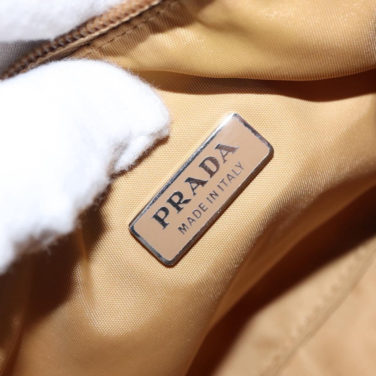 PRADA Hand Bag Nylon Beige Auth 163348