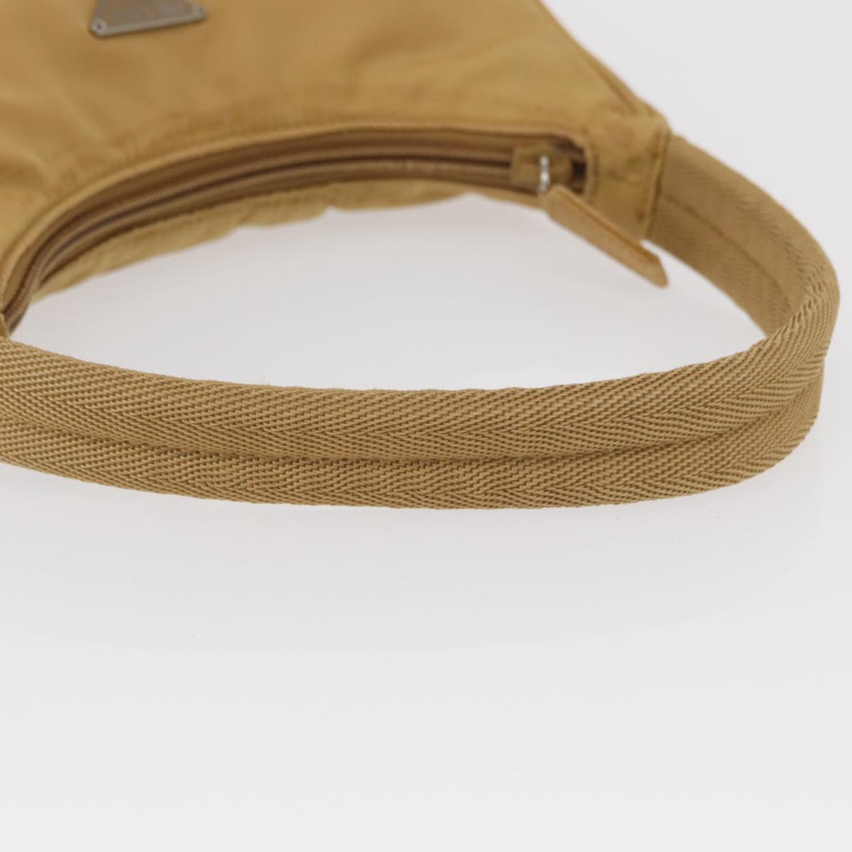 PRADA Hand Bag Nylon Beige Auth 163348