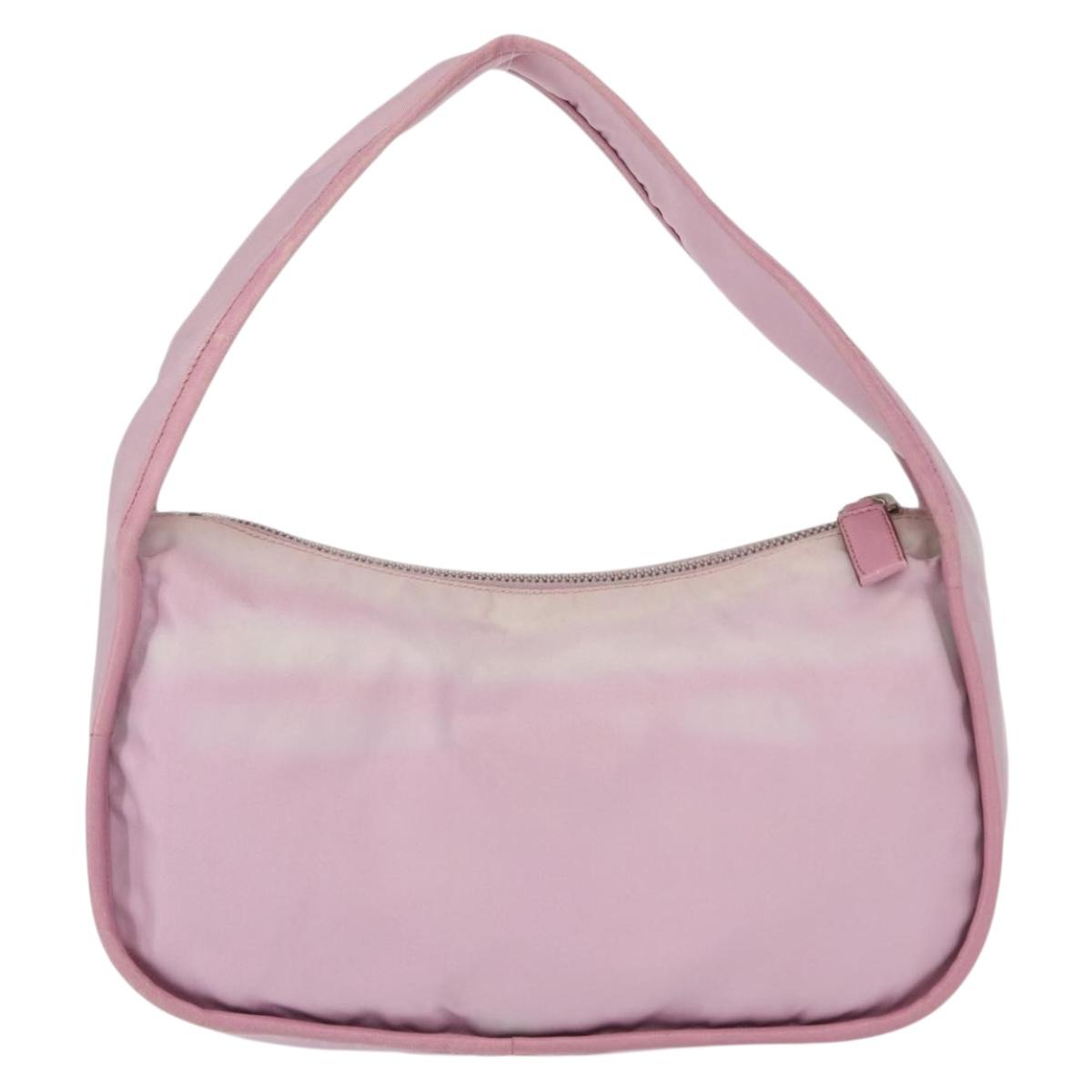 PRADA Hand Bag Nylon Pink Auth 163349