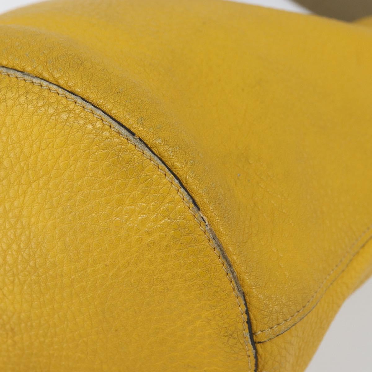 PRADA Shoulder Bag Leather Yellow Silver Auth 163357