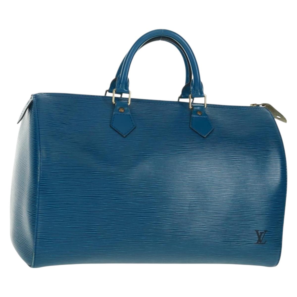 LOUIS VUITTON Epi Speedy 35 Hand Bag Toledo Blue M42995 LV Auth 163363V