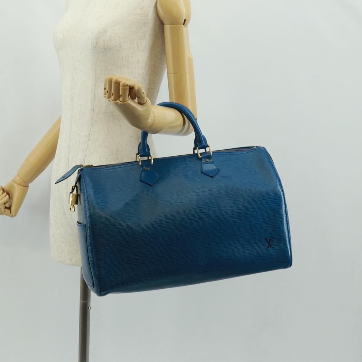 LOUIS VUITTON Epi Speedy 35 Hand Bag Toledo Blue M42995 LV Auth 163363V