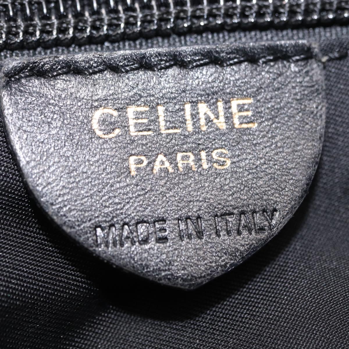 CELINE Circle Hand Bag Nylon Black Gold Auth 163365