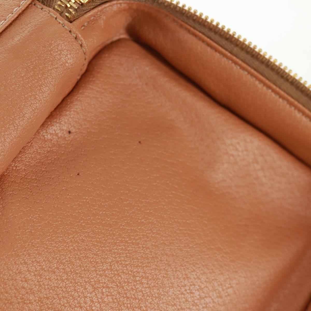 CELINE Vanity Macadam Canvas Hand Bag PVC Leather Brown Gold Auth 163366V