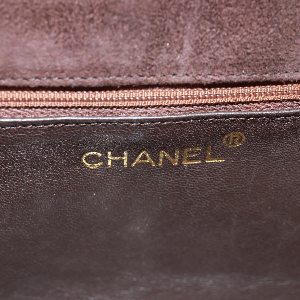 CHANEL Matelasse Gripoa Hand Bag Suede Brown Gold CC Auth 163367V