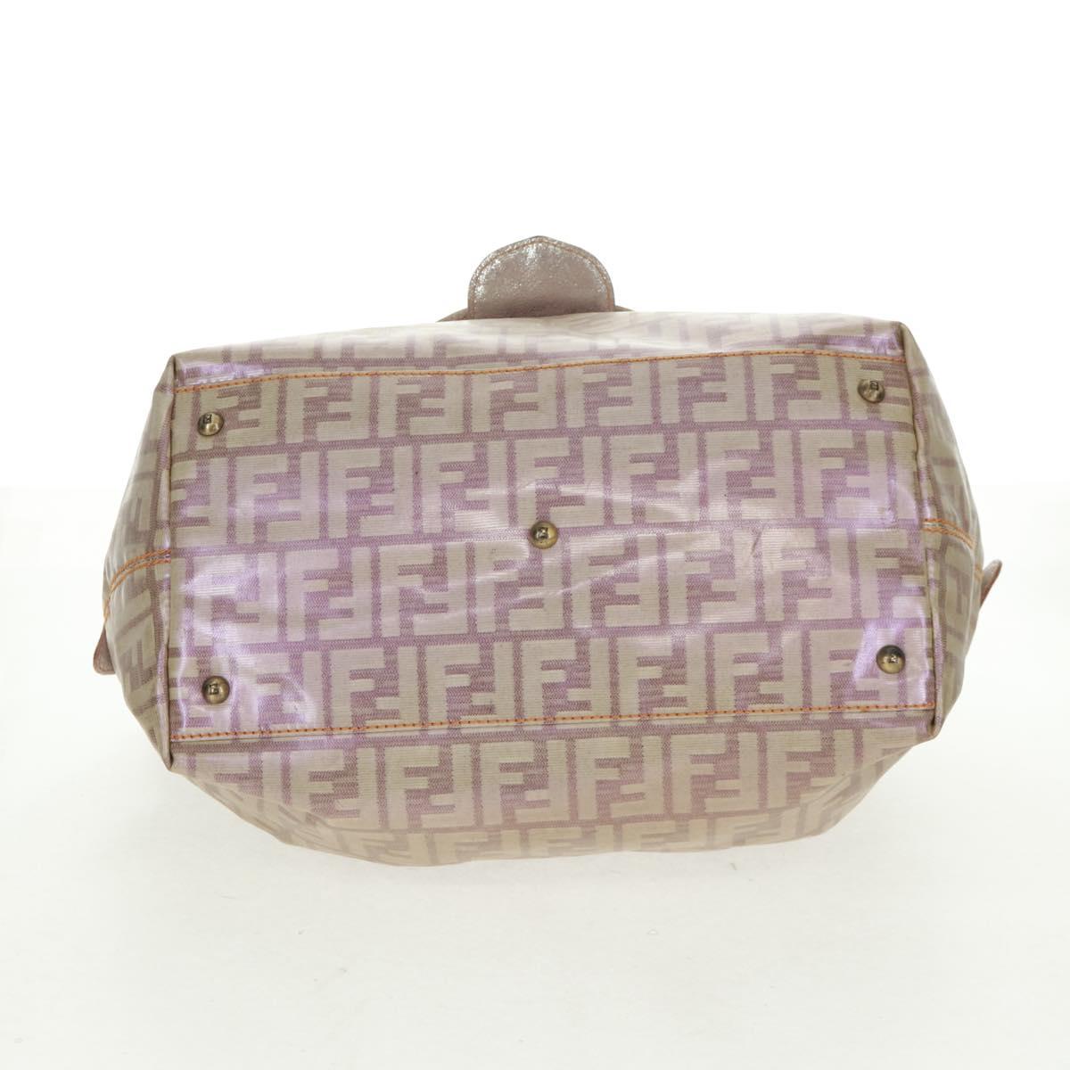 FENDI Zucca Canvas Tote Bag Beige Auth 163374V