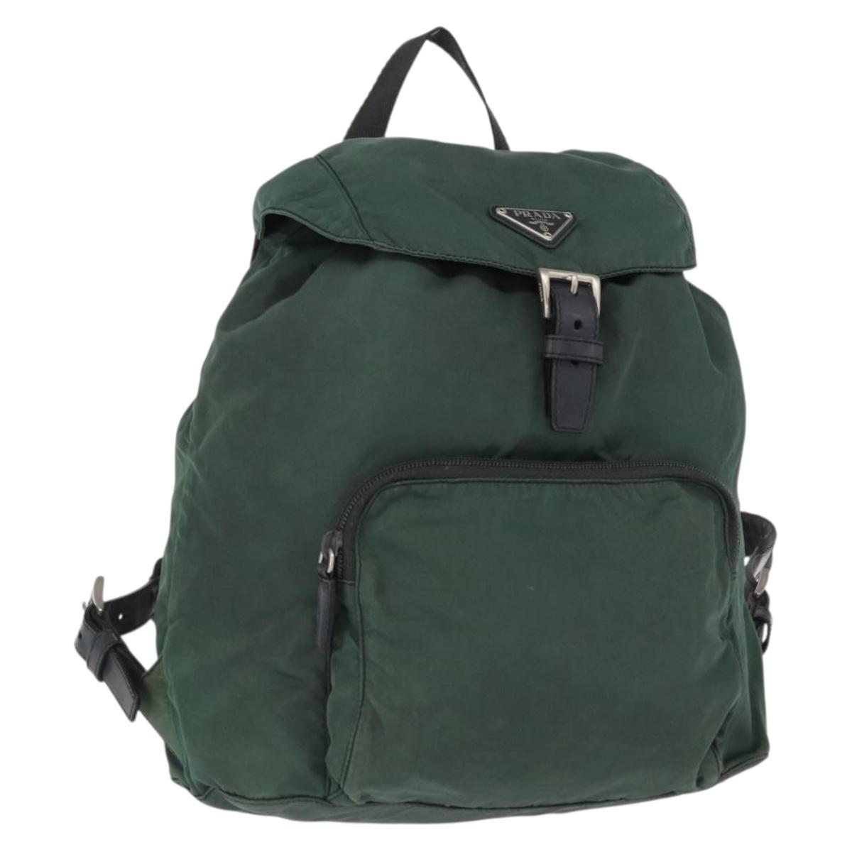 PRADA Backpack Nylon Green Silver Auth 163375 display picture 1