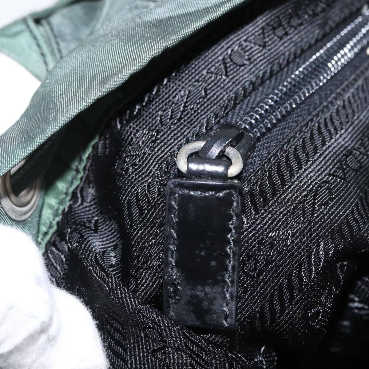 PRADA Backpack Nylon Green Silver Auth 163375