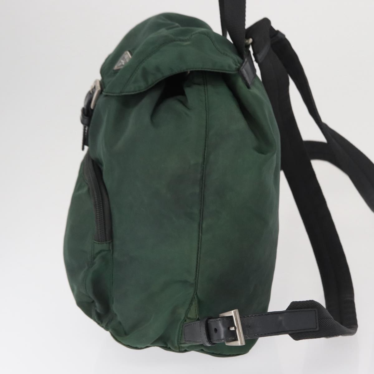 PRADA Backpack Nylon Green Silver Auth 163375