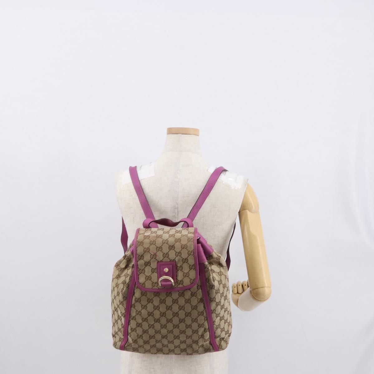 GUCCI GG Canvas Abbey Backpack Beige Gold 141642 Auth 163377