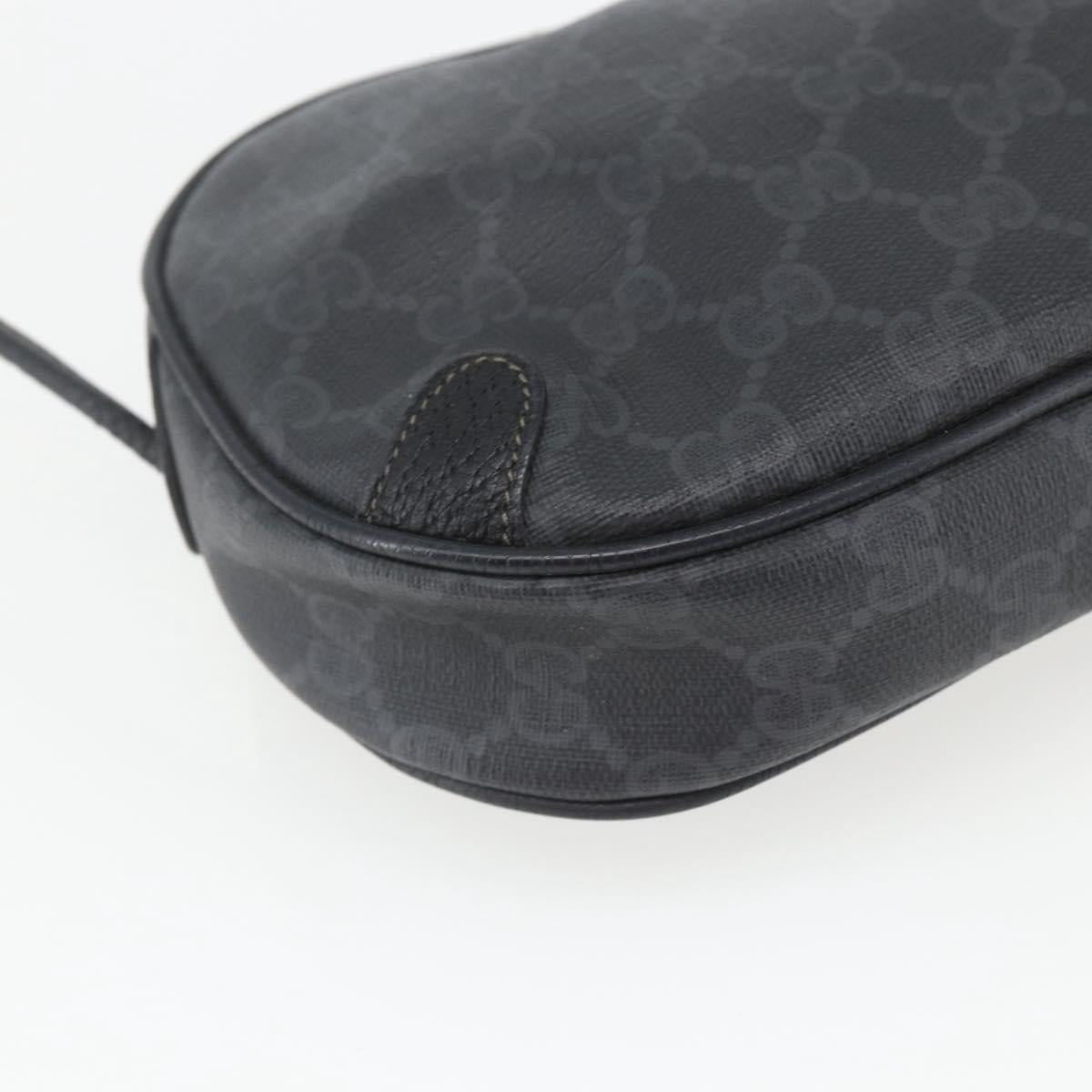 GUCCI GG Supreme Web Sherry Line Bag PVC Black Gold 89 02 066 Auth 163380