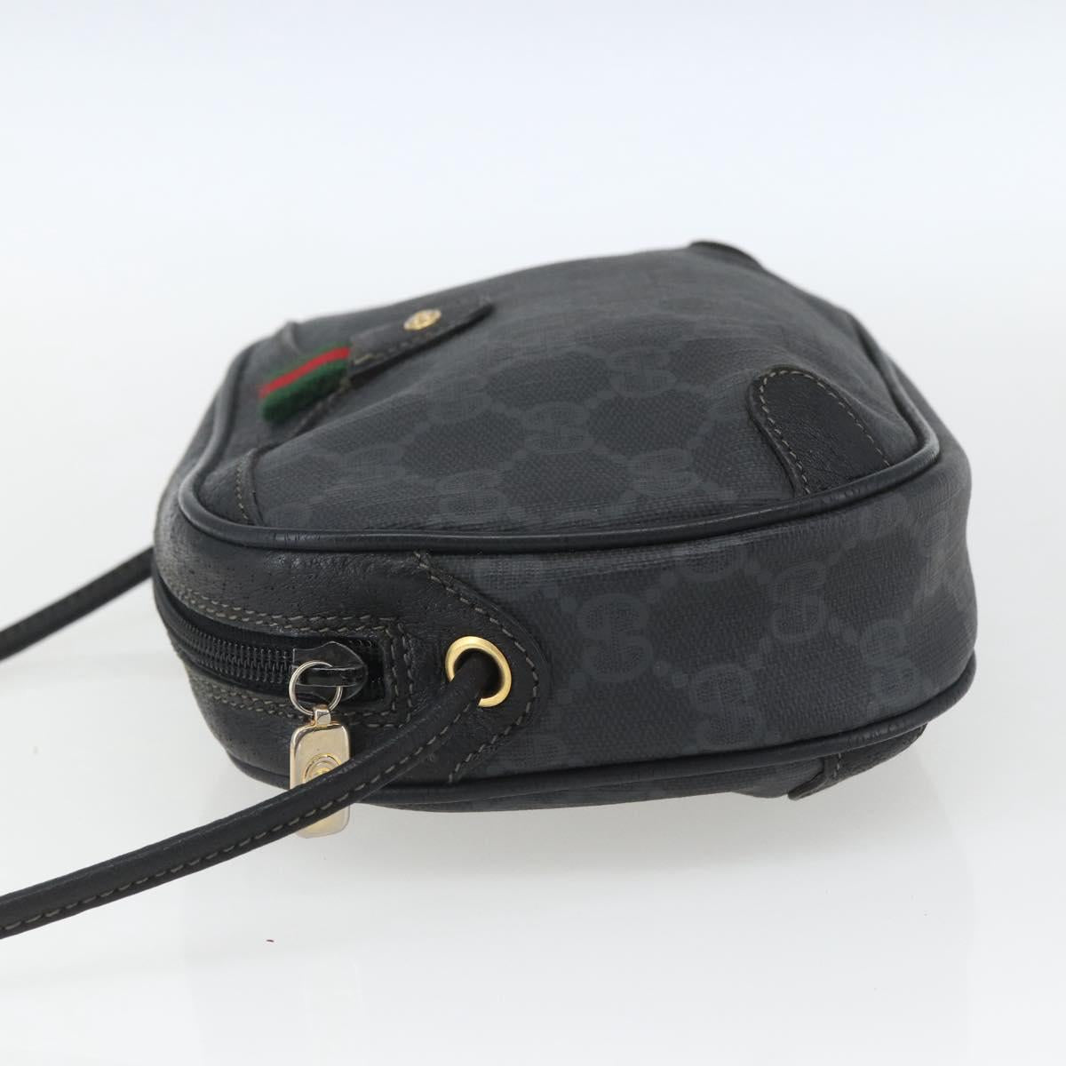 GUCCI GG Supreme Web Sherry Line Bag PVC Black Gold 89 02 066 Auth 163380