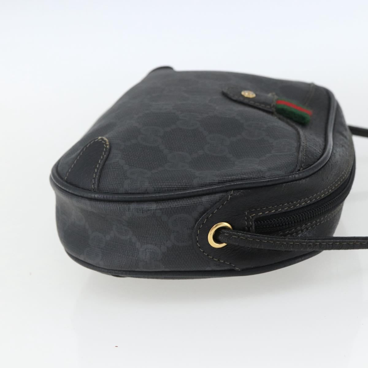 GUCCI GG Supreme Web Sherry Line Bag PVC Black Gold 89 02 066 Auth 163380