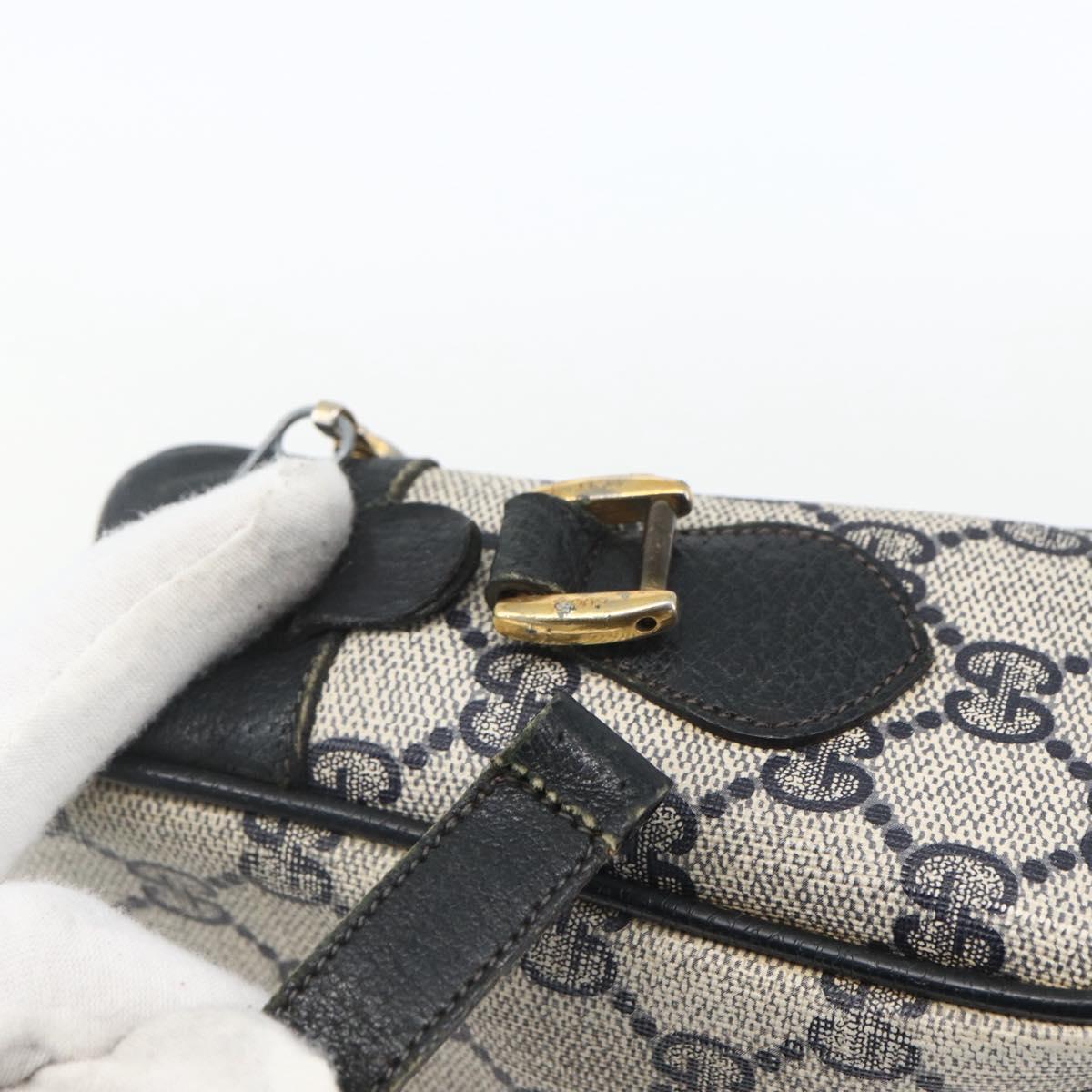 GUCCI GG Supreme Sherry Line Shoulder Bag PVC Navy Gold 75 02 004 Auth 163381