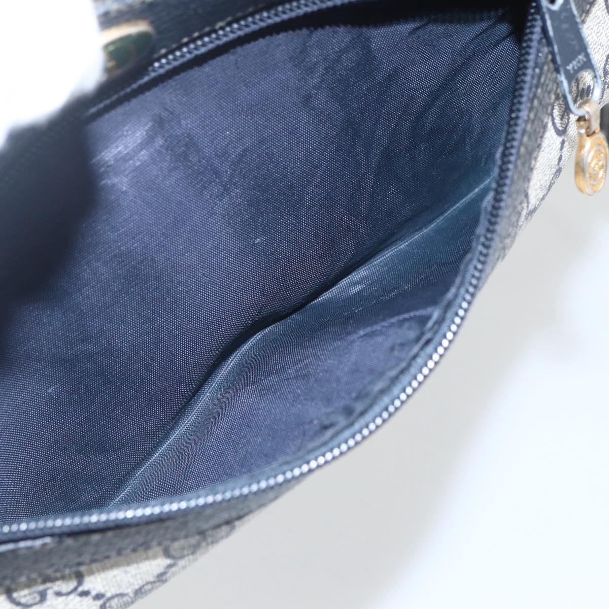 GUCCI GG Supreme Sherry Line Shoulder Bag PVC Navy Gold 75 02 004 Auth 163381