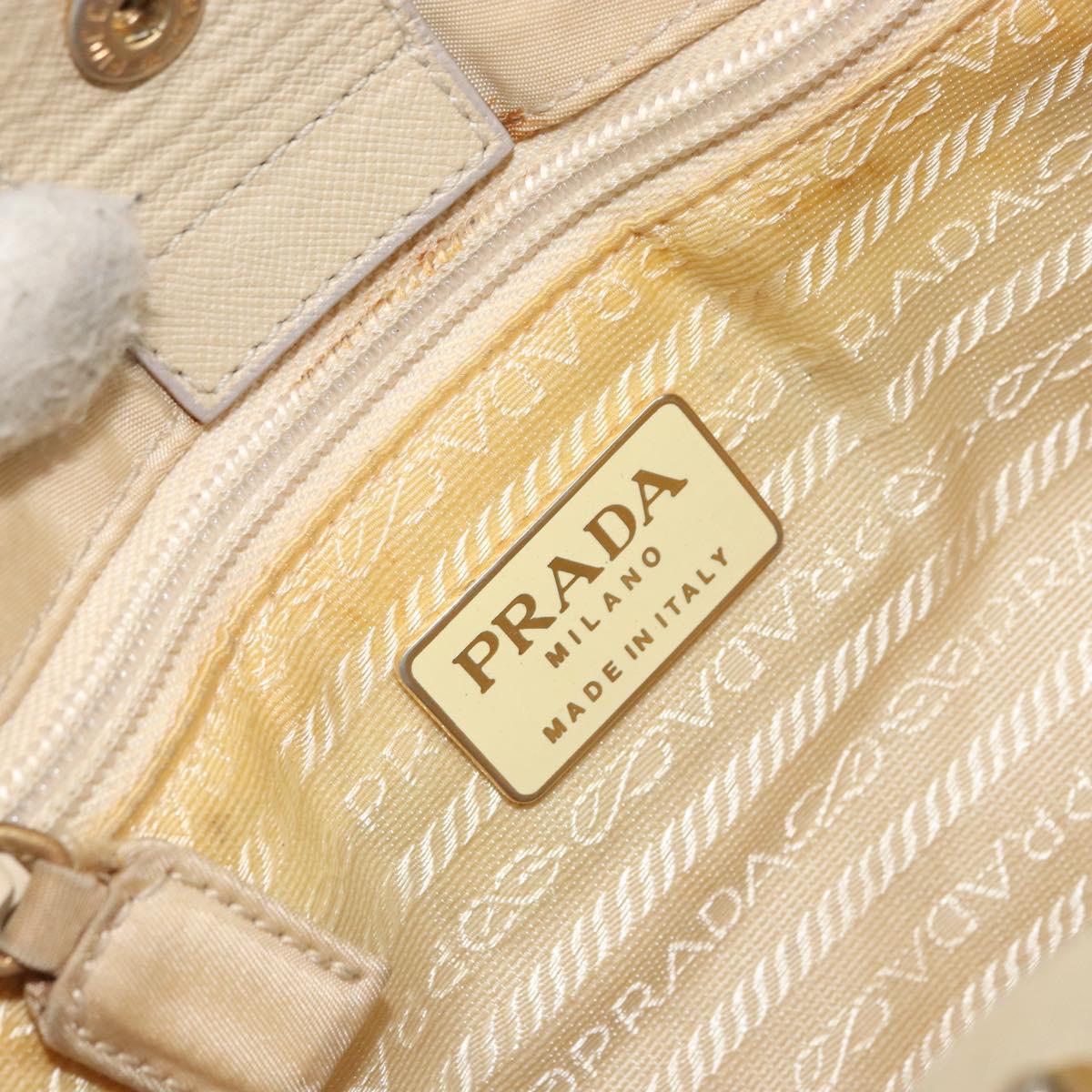 PRADA Chain Shoulder Bag Nylon Beige Gold Auth 163384