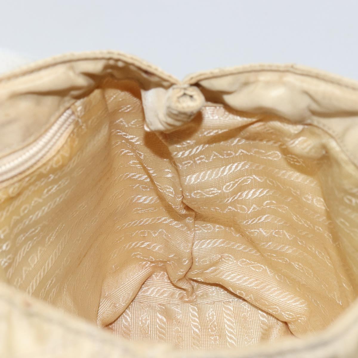 PRADA Chain Shoulder Bag Nylon Beige Gold Auth 163384