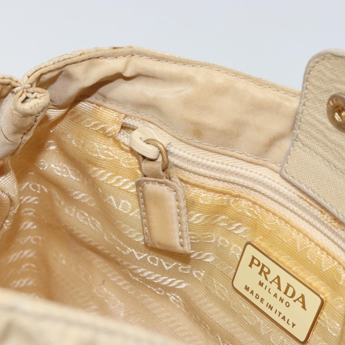 PRADA Chain Shoulder Bag Nylon Beige Gold Auth 163384