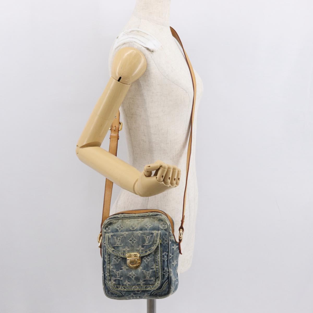 LOUIS VUITTON Monogram Denim Camera Bag Shoulder Bag Blue M95348 LV Auth 163385A