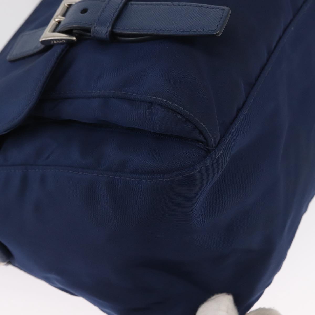 PRADA Shoulder Bag Nylon Navy Silver Auth 163395