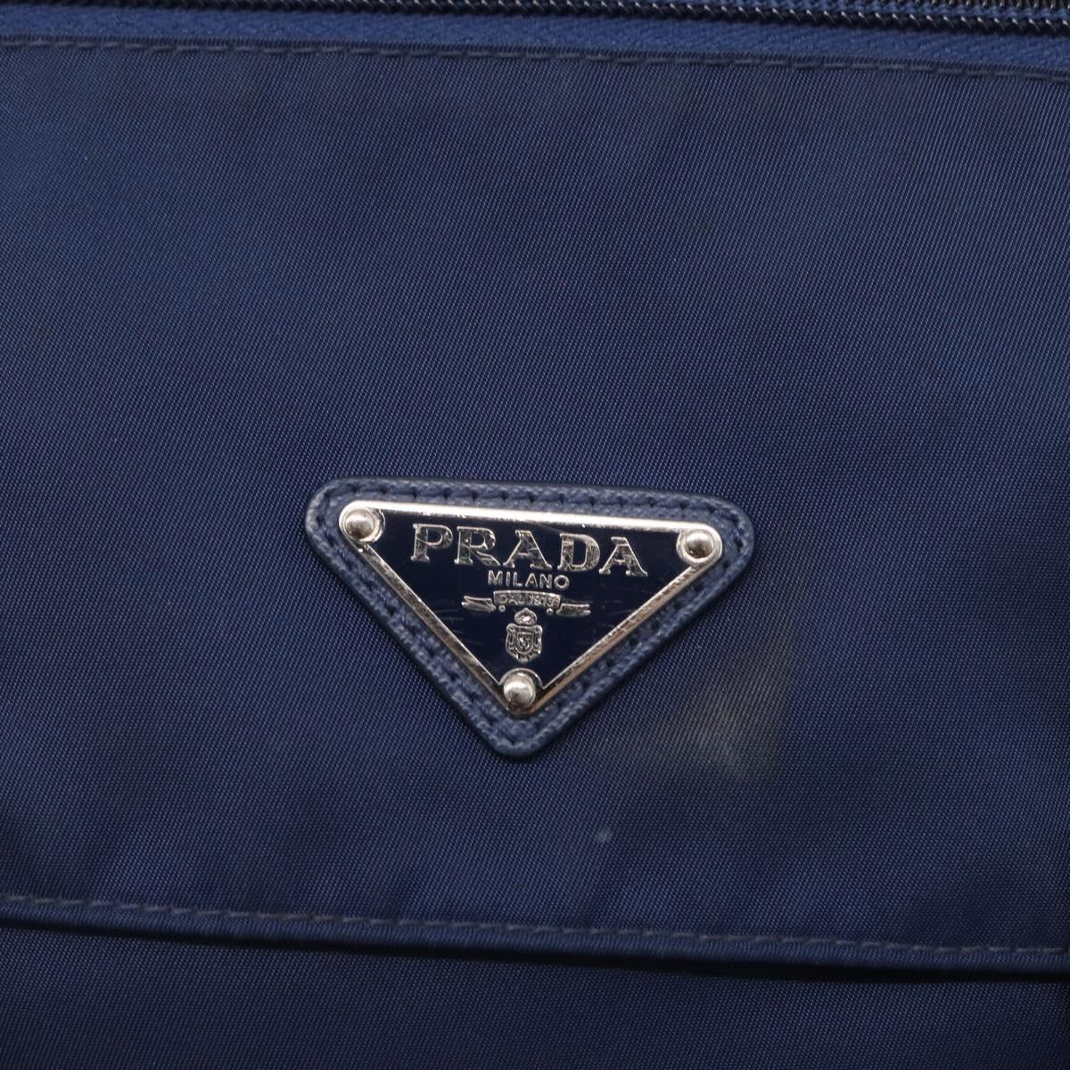 PRADA Shoulder Bag Nylon Navy Silver Auth 163395
