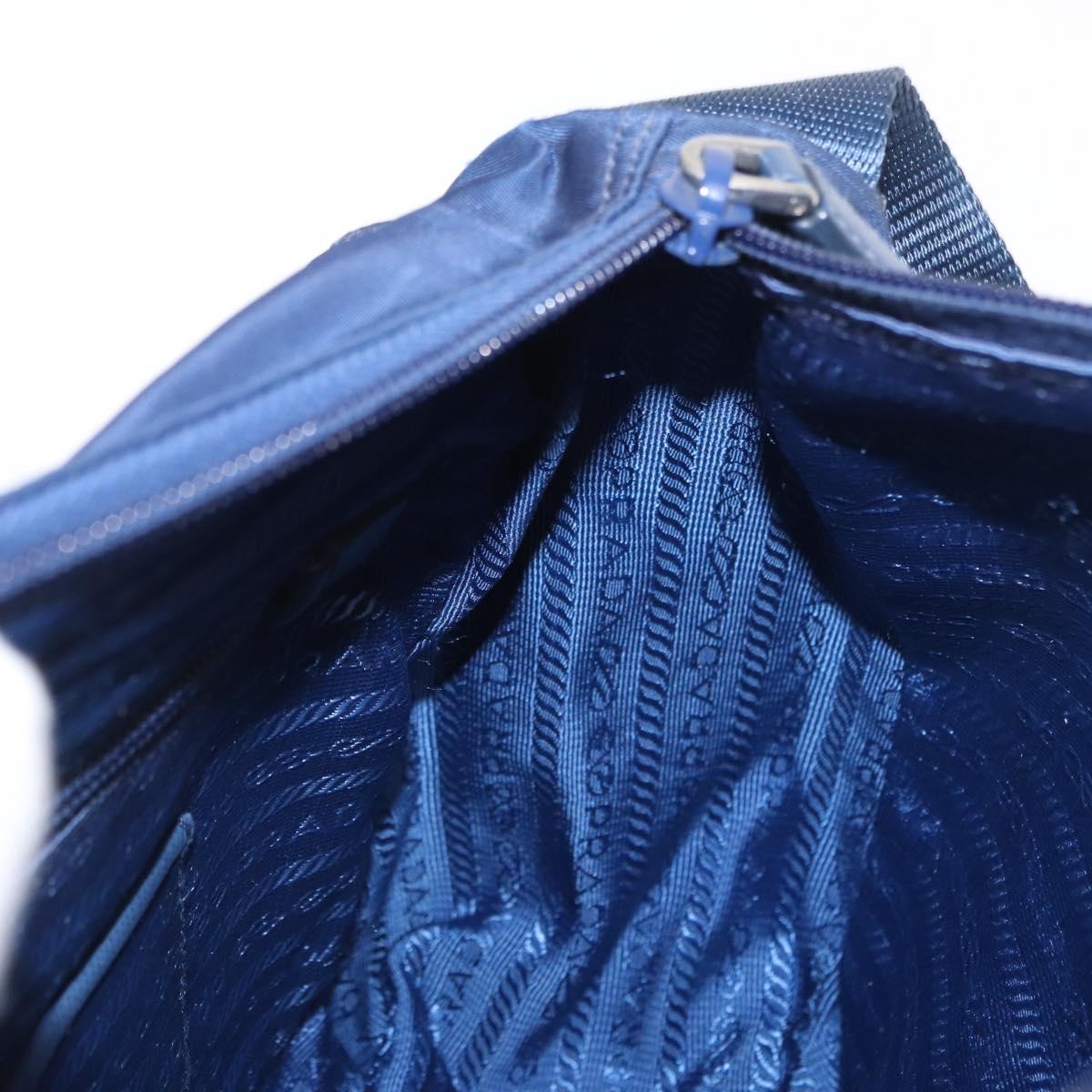 PRADA Shoulder Bag Nylon Navy Silver Auth 163395