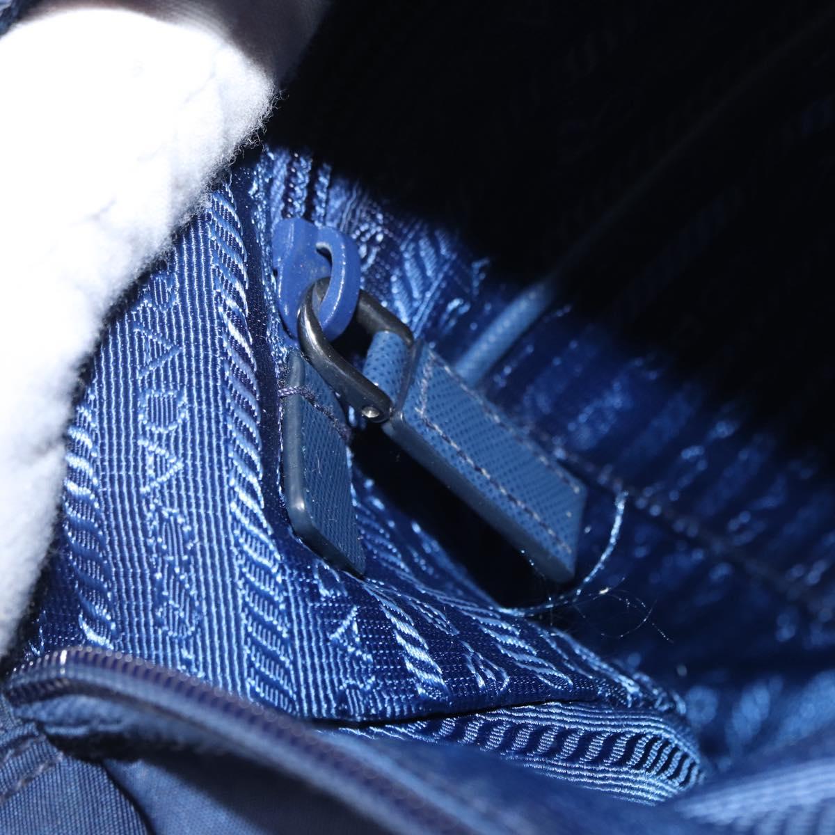 PRADA Shoulder Bag Nylon Navy Silver Auth 163395