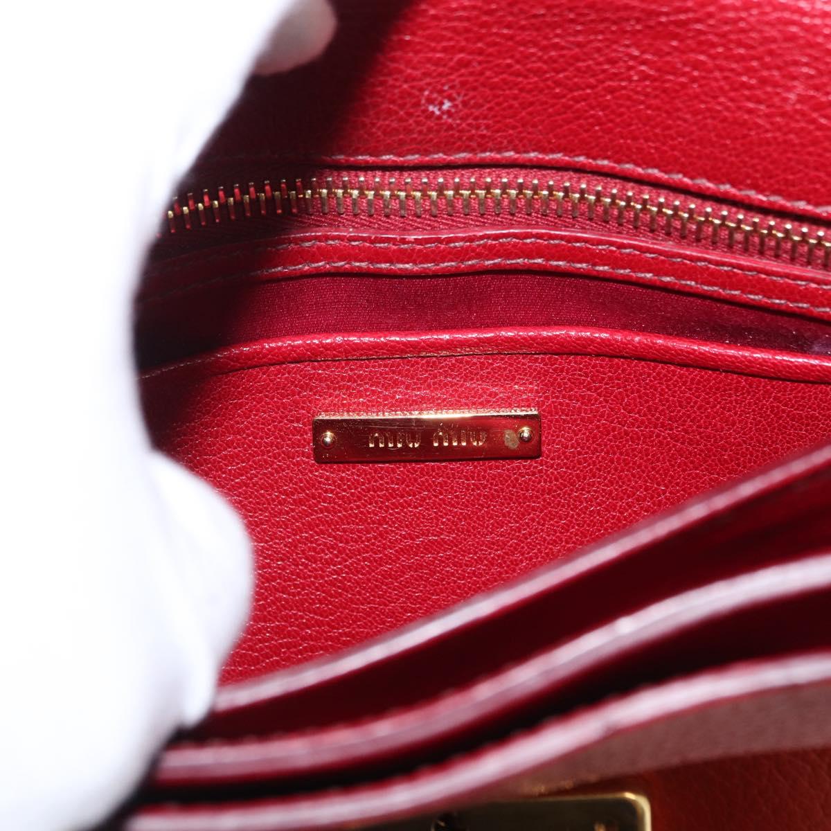 Miu Miu Hand Bag Leather 2way Red Gold Auth 163402