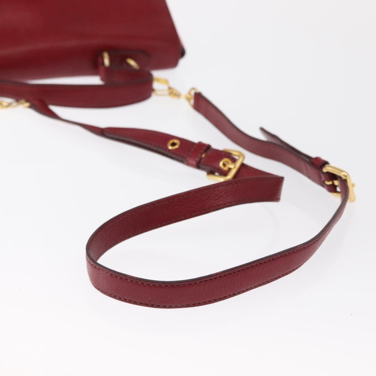 Miu Miu Hand Bag Leather 2way Red Gold Auth 163402