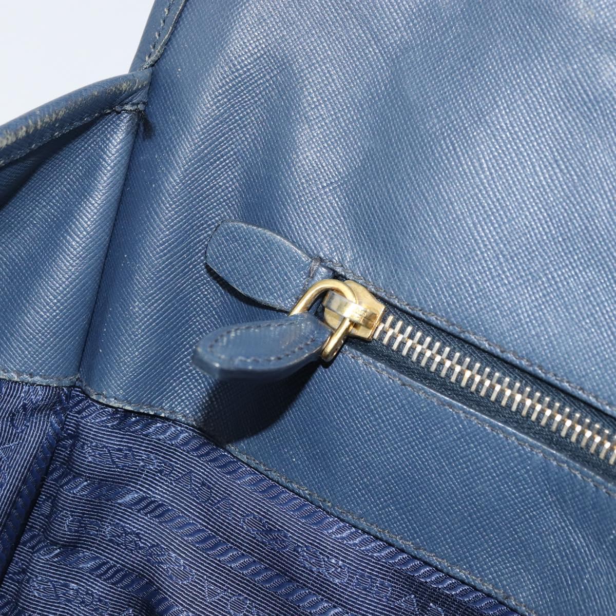 PRADA Hand Bag Nylon Navy Gold Auth 163420