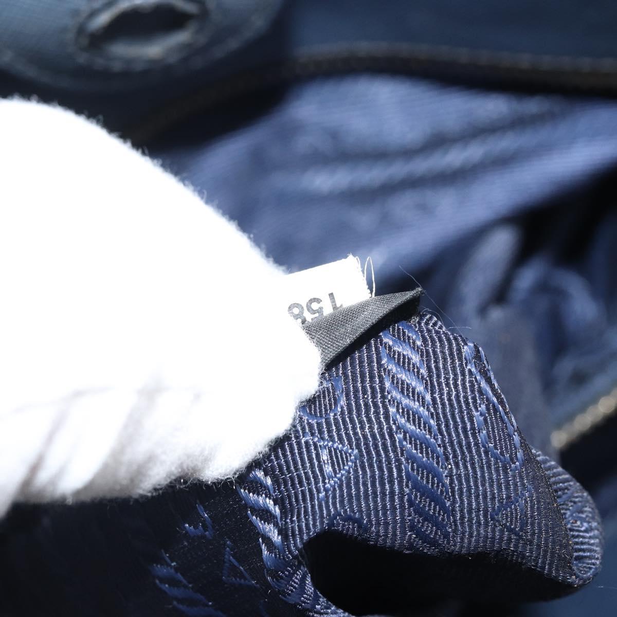 PRADA Hand Bag Nylon Navy Gold Auth 163420