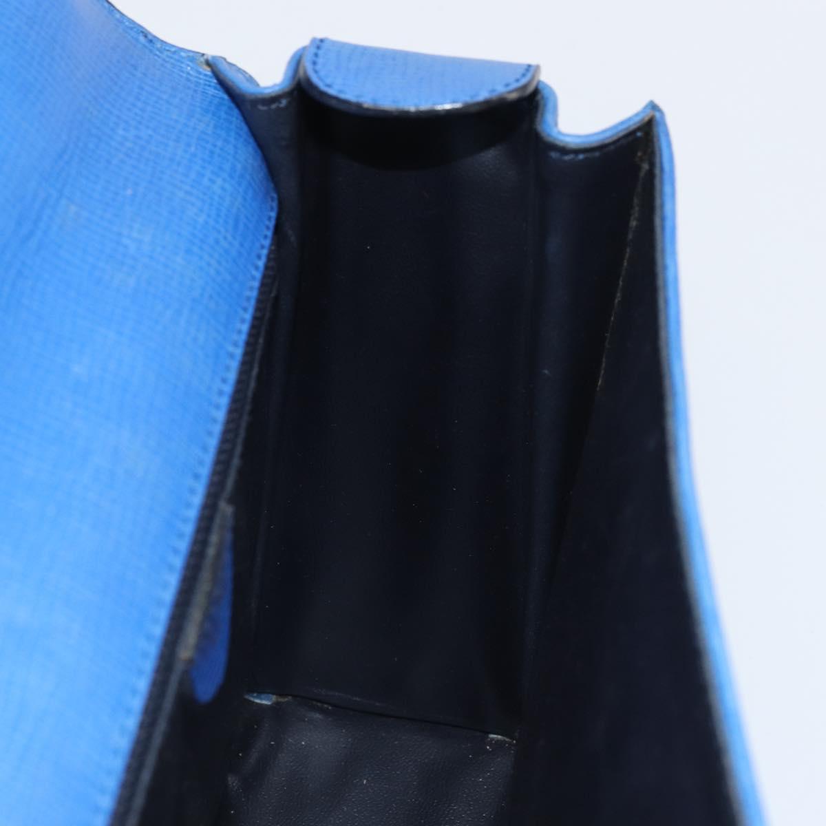 CELINE Circle Hand Bag Leather 2way Blue Gold Auth 163422