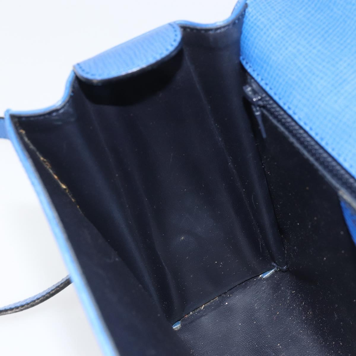CELINE Circle Hand Bag Leather 2way Blue Gold Auth 163422