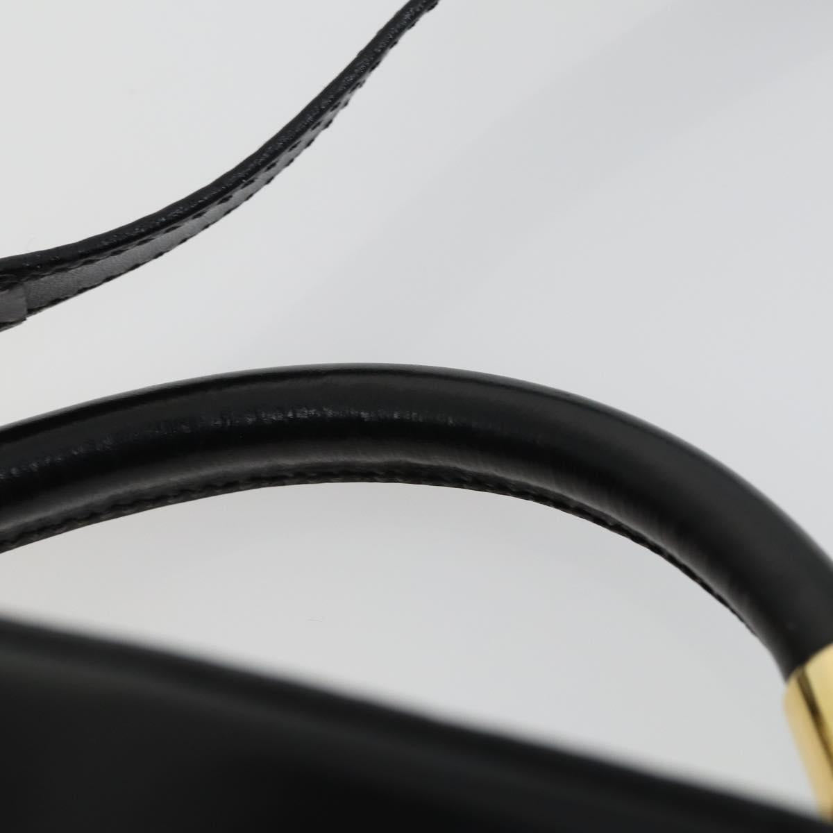 CELINE Macadam Canvas Hand Bag PVC Leather 2way Black Gold Auth 163425V