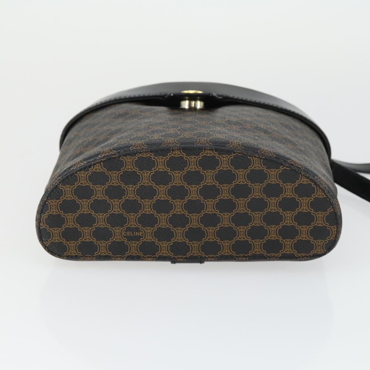 CELINE Macadam Canvas Hand Bag PVC Leather 2way Black Gold Auth 163425V