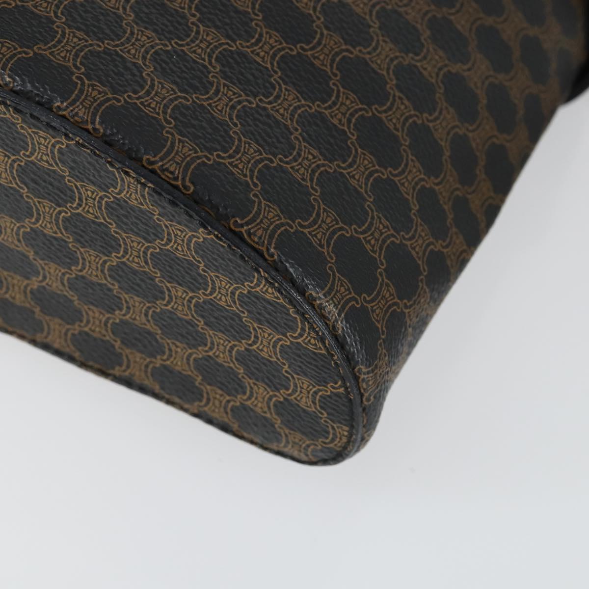 CELINE Macadam Canvas Hand Bag PVC Leather 2way Black Gold Auth 163425V