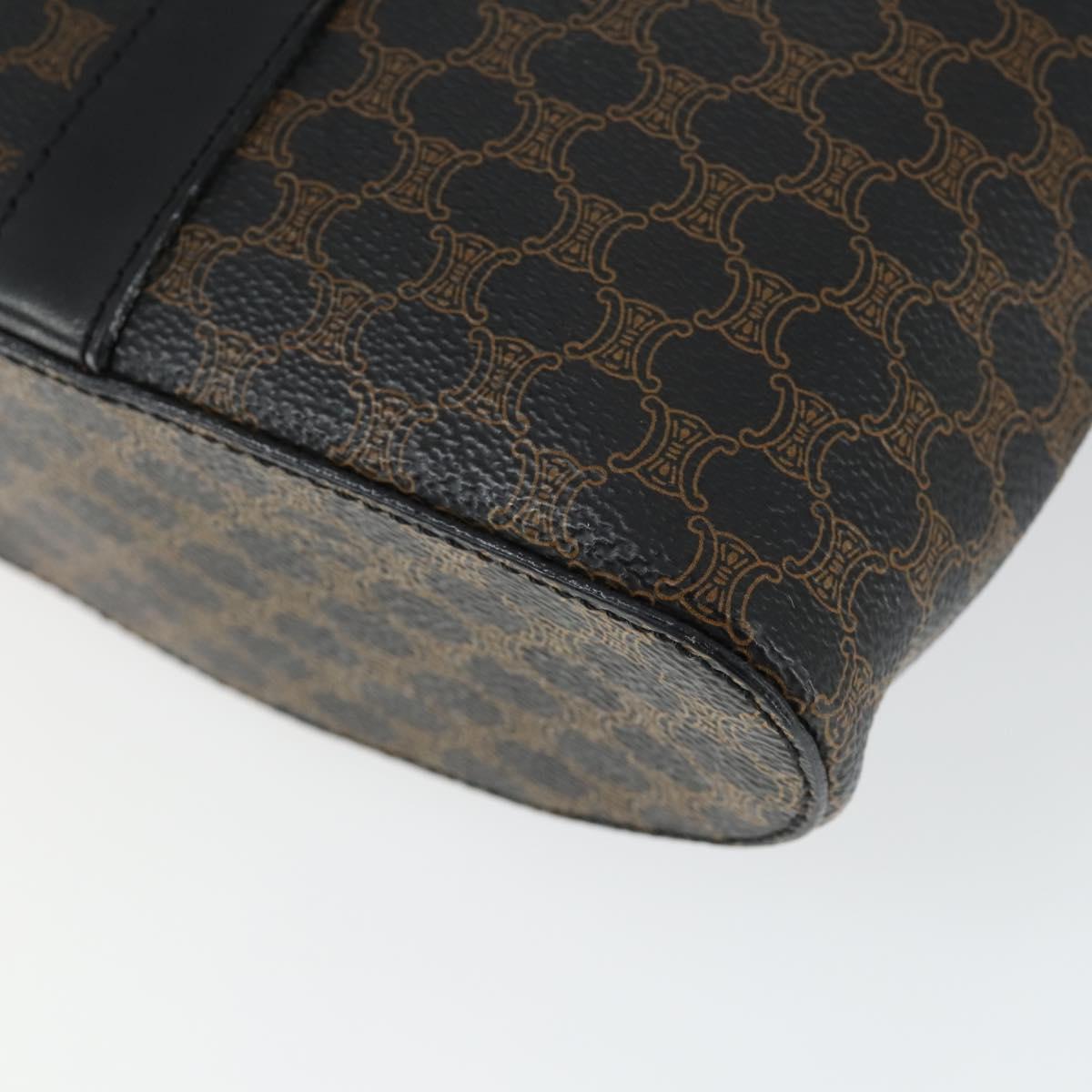 CELINE Macadam Canvas Hand Bag PVC Leather 2way Black Gold Auth 163425V