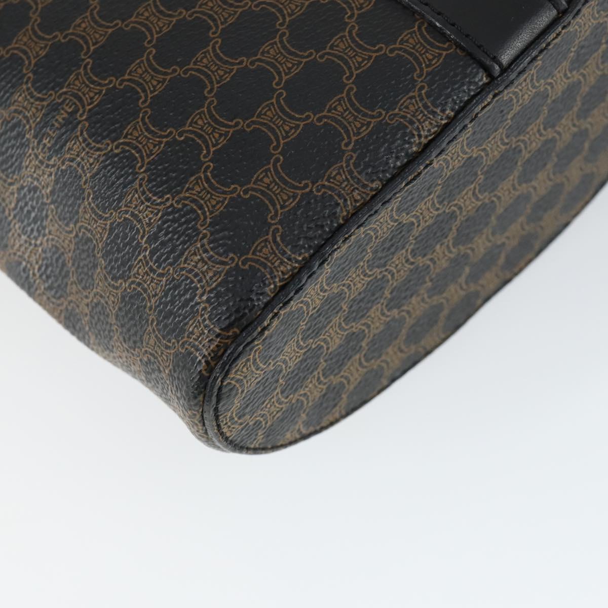 CELINE Macadam Canvas Hand Bag PVC Leather 2way Black Gold Auth 163425V