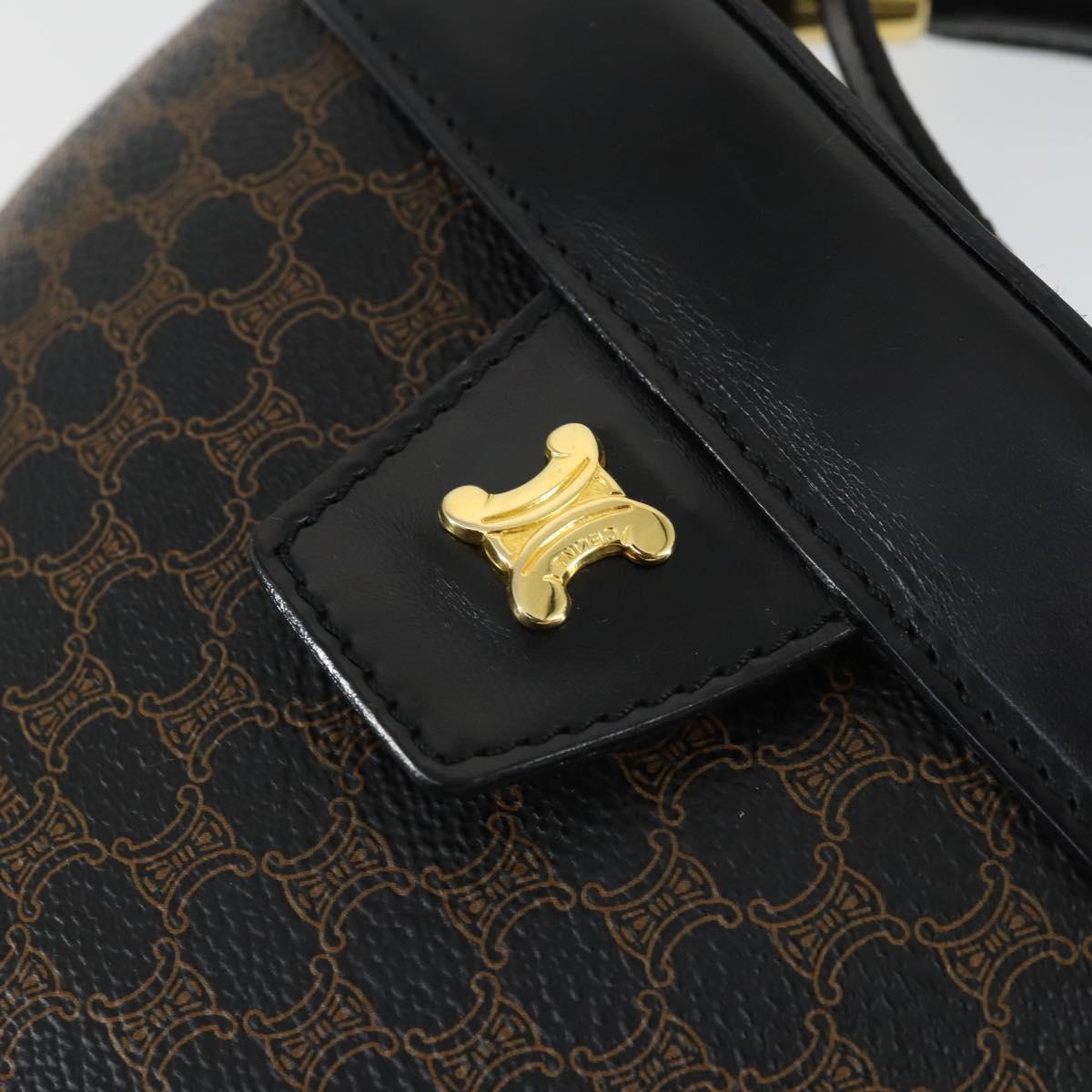 CELINE Macadam Canvas Hand Bag PVC Leather 2way Black Gold Auth 163425V