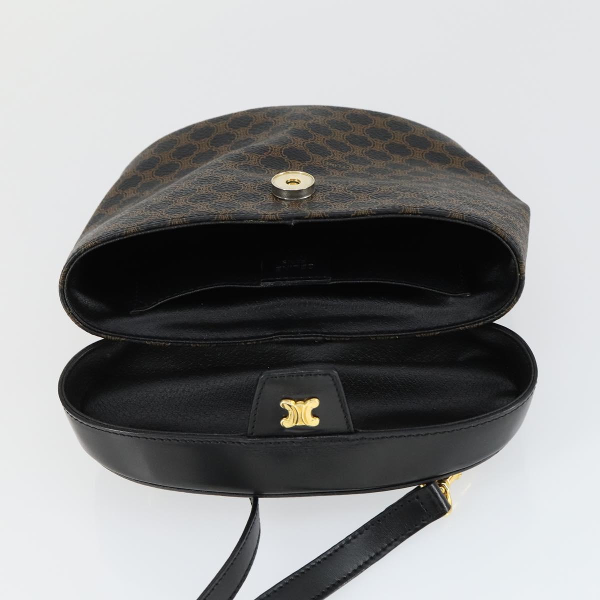 CELINE Macadam Canvas Hand Bag PVC Leather 2way Black Gold Auth 163425V