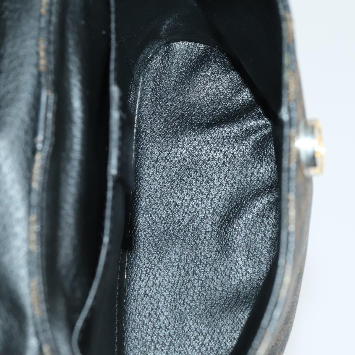 CELINE Macadam Canvas Hand Bag PVC Leather 2way Black Gold Auth 163425V