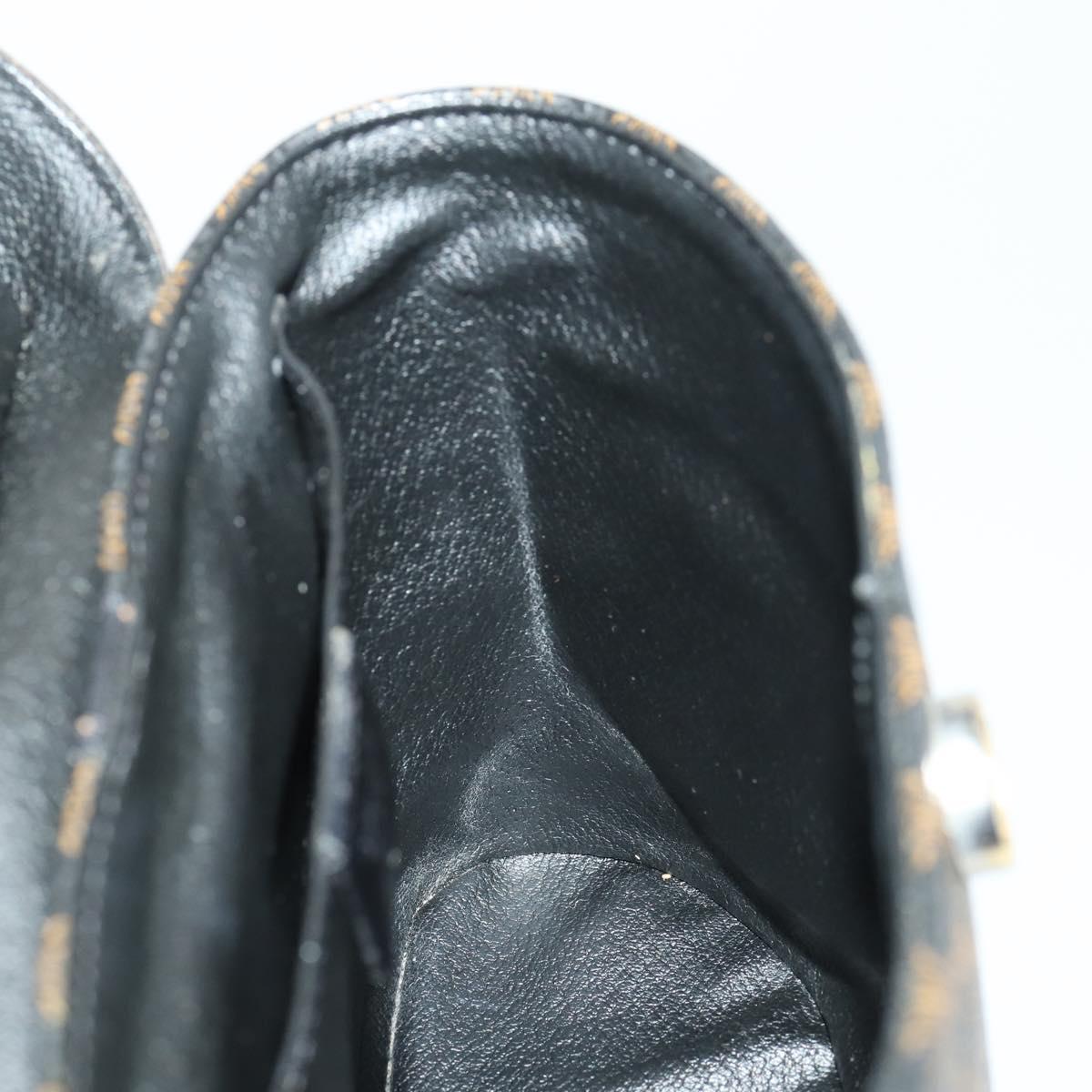 CELINE Macadam Canvas Hand Bag PVC Leather 2way Black Gold Auth 163425V